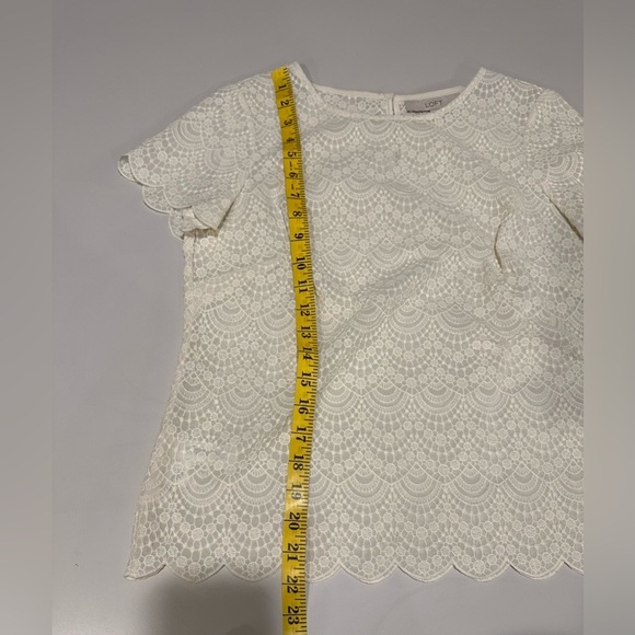Loft Elegant Cream Lace Top size Small Petite - Picture 5 of 5